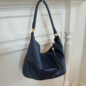 Oona Erlich purse/shoulder bag in blue pebbled leather